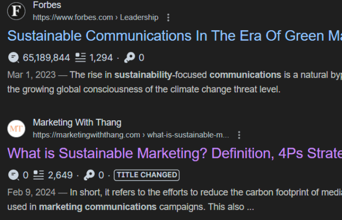 Rank order: 4th Target keyword: sustainable marketing communications