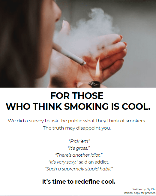 Anti-smoking ad copy