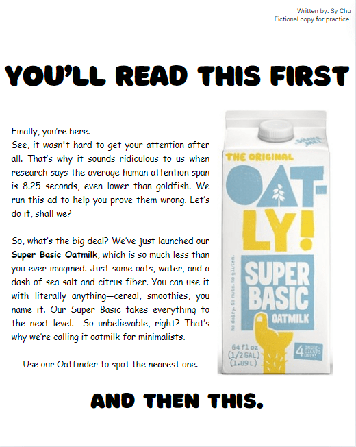 Oatly's ad copy