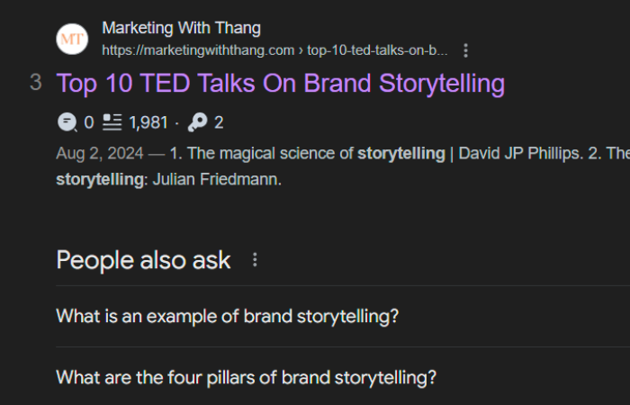 Rank order: 3rd Target keyword: TEDTalks on storytelling