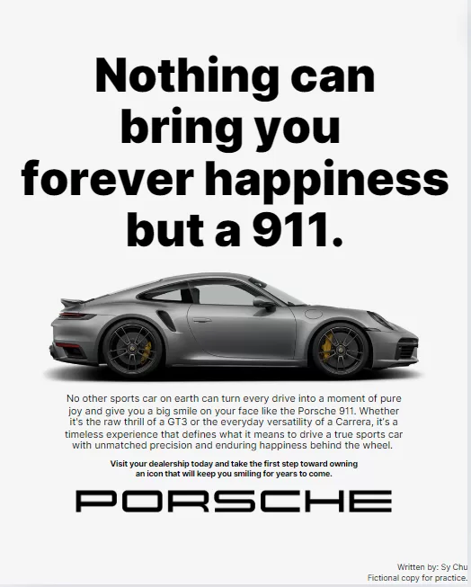 Porsche's Advert Sample